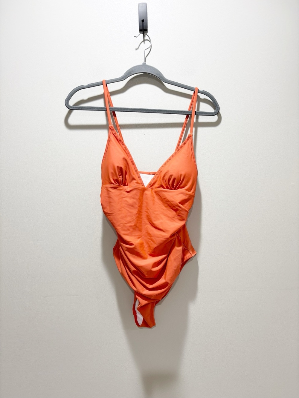 Cupshe Vibrant Orange Ruched One-Piece Swimsuit NEW Size Medium